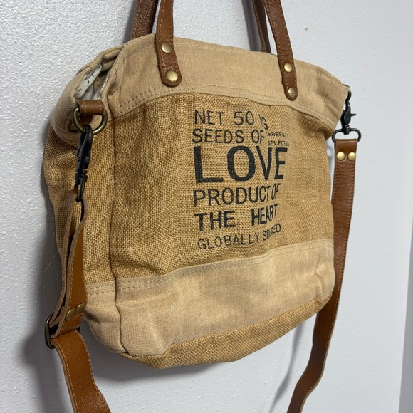 Myra Bag Tan Canvas Tote with Leather Straps - Picture 5 of 11